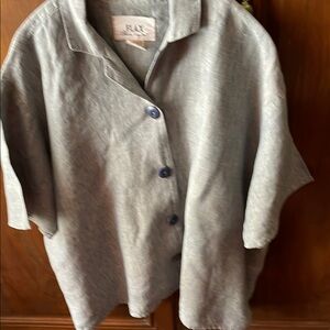 Flax Gray Button-Up Blouse